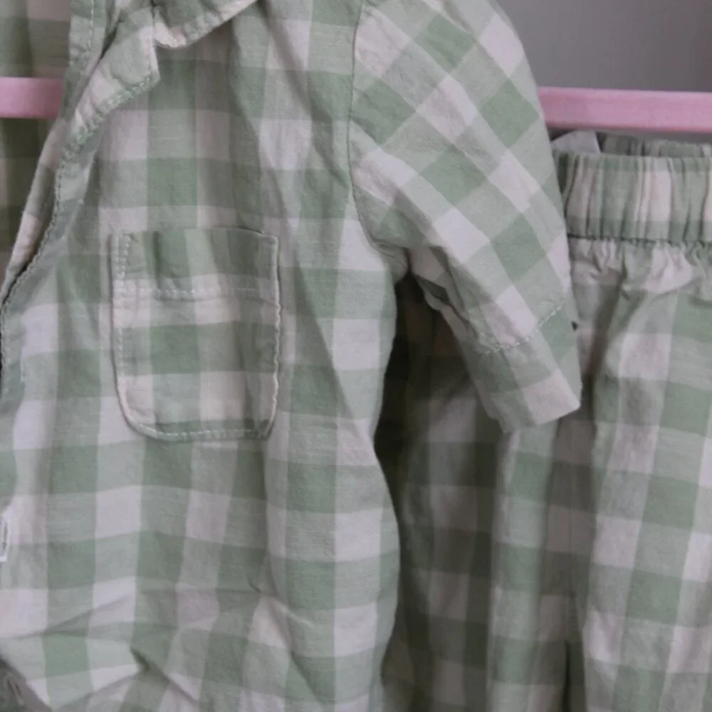 Cotton Gingham 2 piece summer set for baby boy